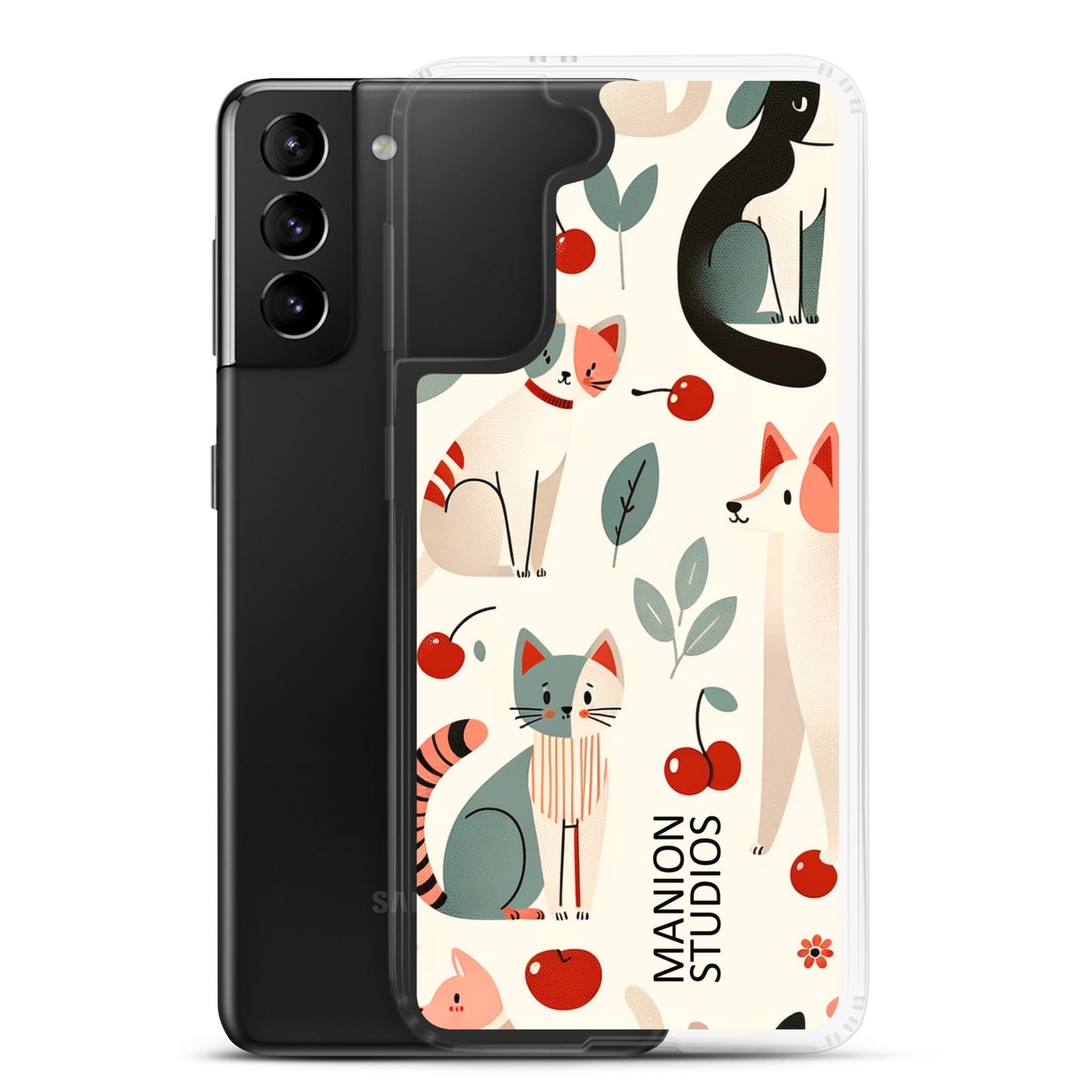 "Cherries, Cats & Dogs" Manion Studios - Clear Case for Samsung®