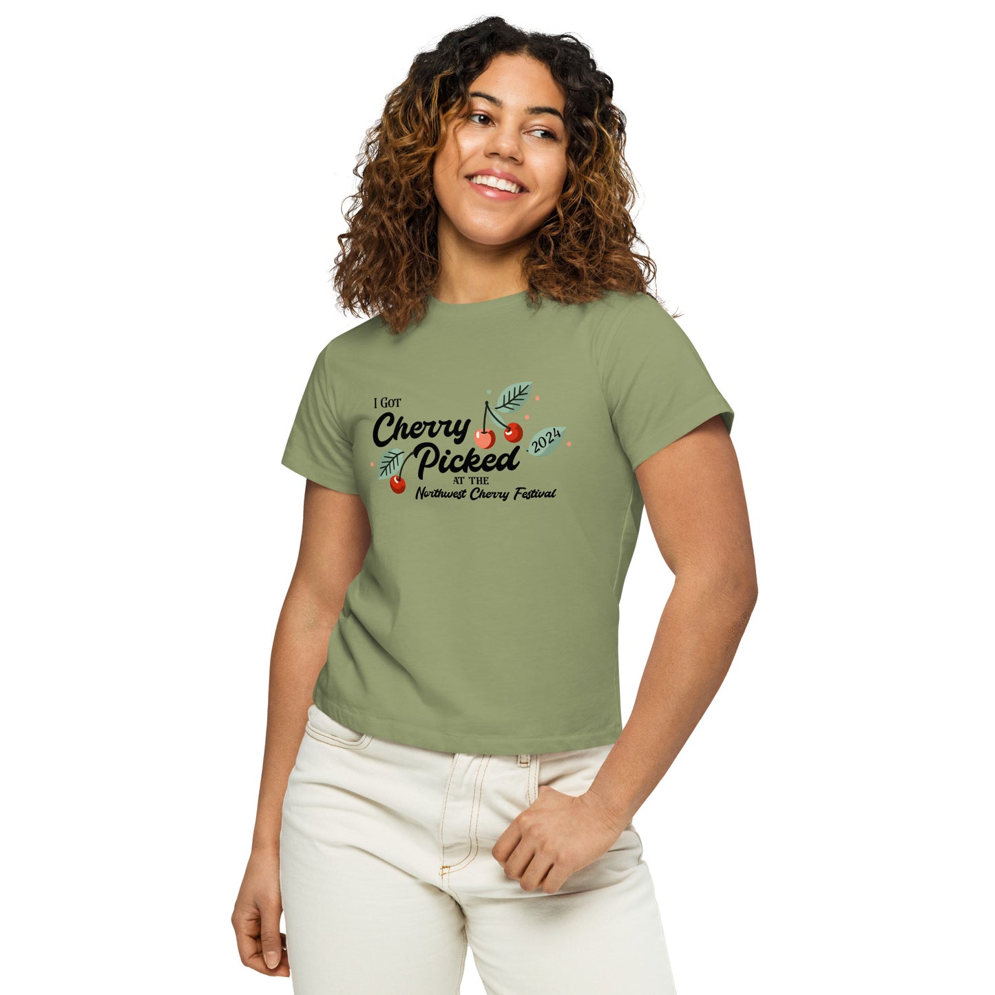"I Got Cherry Picked" Manion Studios - Women’s high-waisted t-shirt - Dark