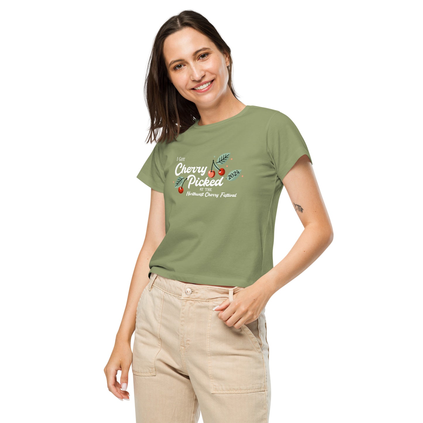 "I Got Cherry Picked" Manion Studios - Women’s high-waisted t-shirt - Light