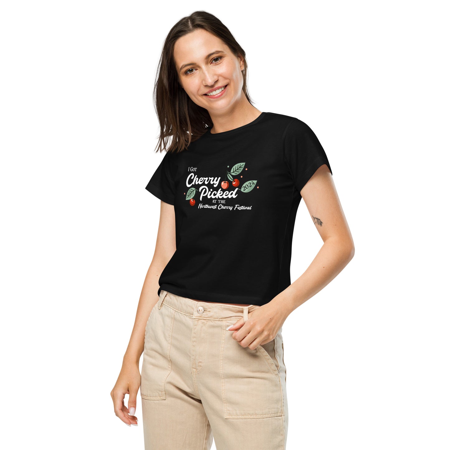 "I Got Cherry Picked" Manion Studios - Women’s high-waisted t-shirt - Light