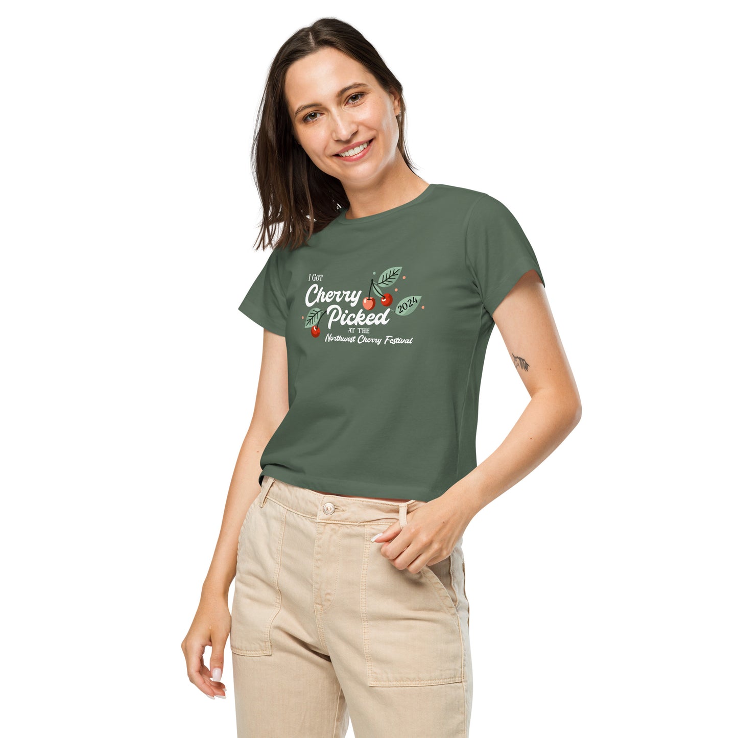 "I Got Cherry Picked" Manion Studios - Women’s high-waisted t-shirt - Light