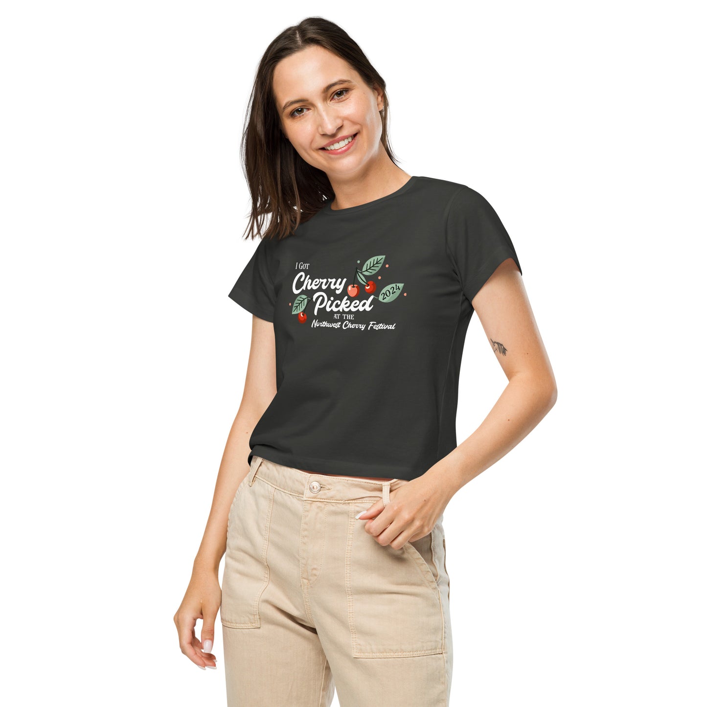 "I Got Cherry Picked" Manion Studios - Women’s high-waisted t-shirt - Light