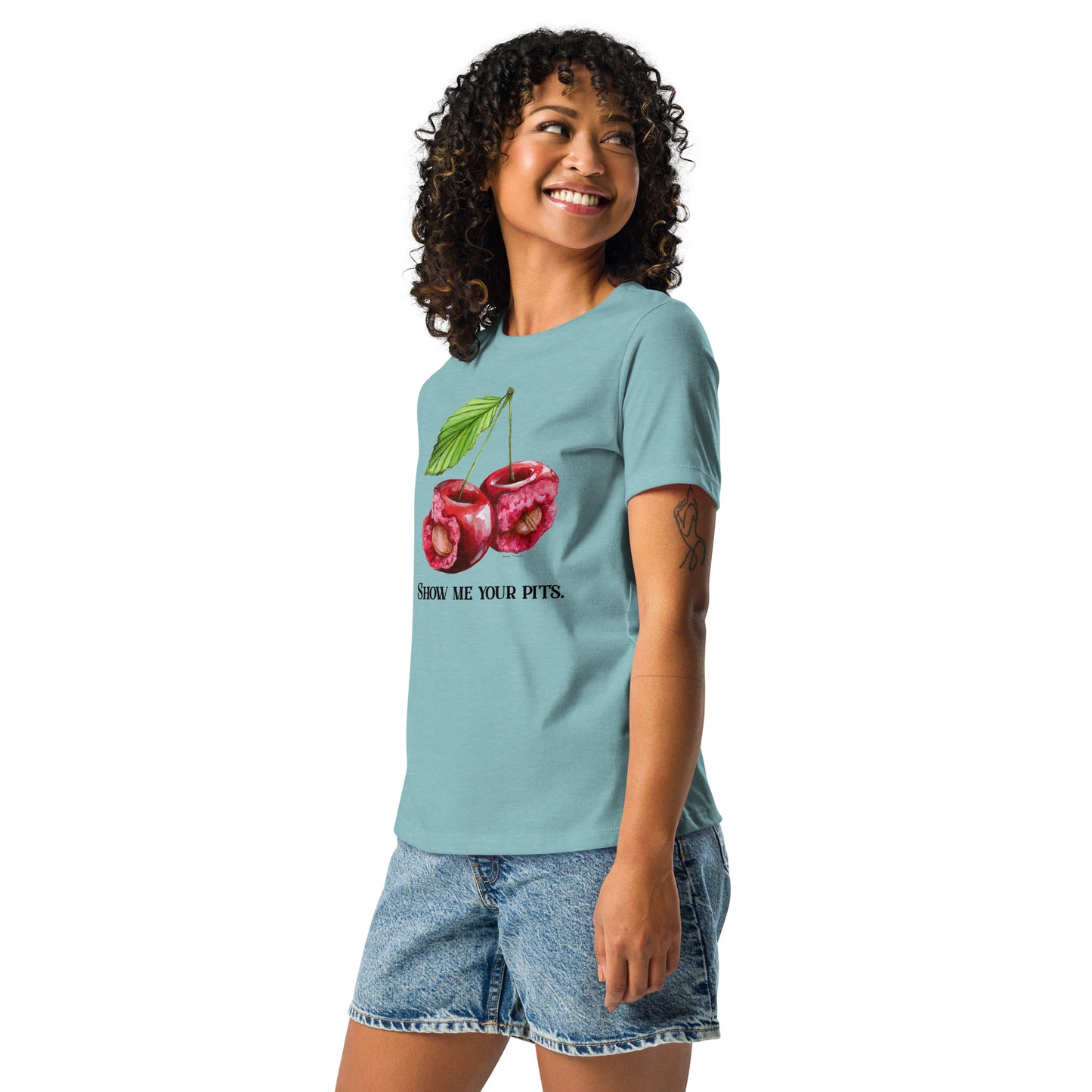 "Show me your pits." Manion Studios - Women's Relaxed T-Shirt.