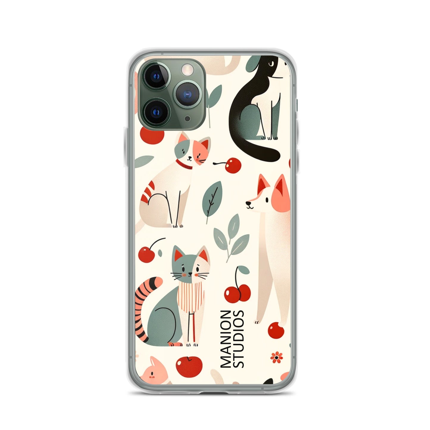 "Cherries, Cats & Dogs" Manion Studios - ManionStudiosClear Case for iPhone®