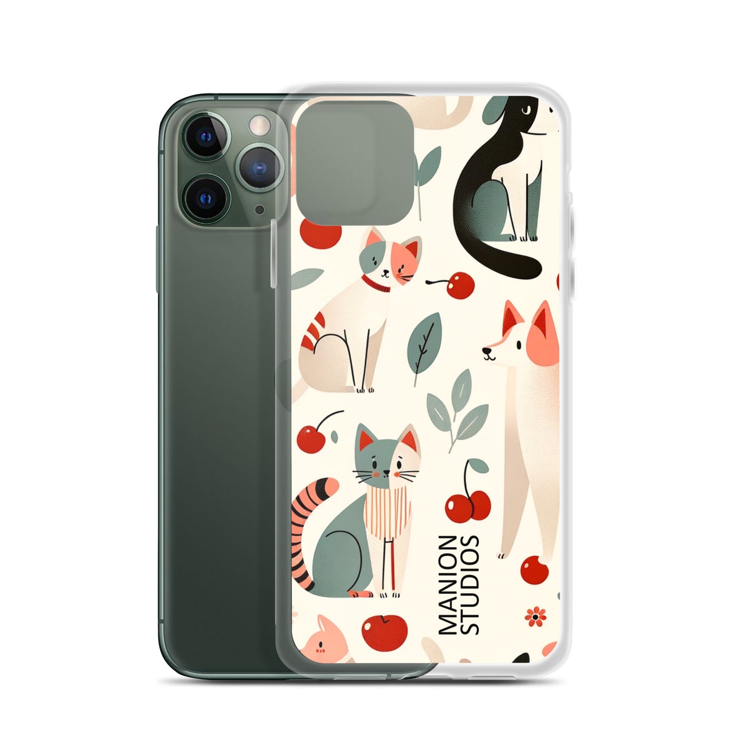 "Cherries, Cats & Dogs" Manion Studios - ManionStudiosClear Case for iPhone®