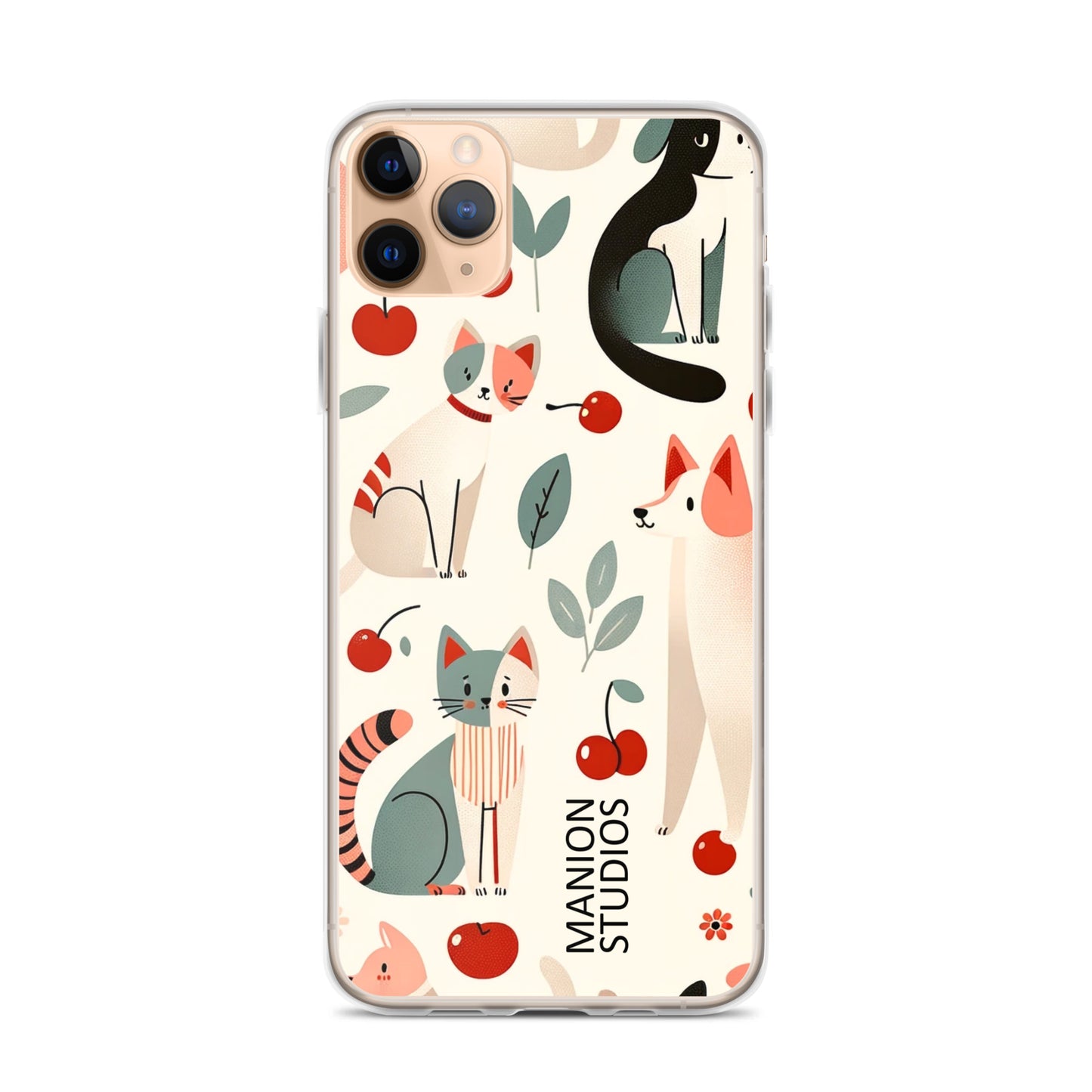 "Cherries, Cats & Dogs" Manion Studios - ManionStudiosClear Case for iPhone®