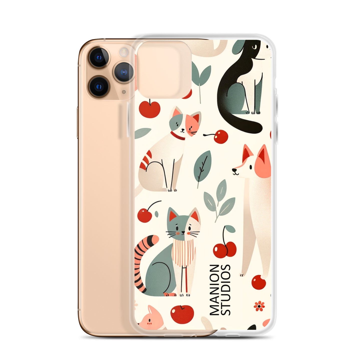 "Cherries, Cats & Dogs" Manion Studios - ManionStudiosClear Case for iPhone®