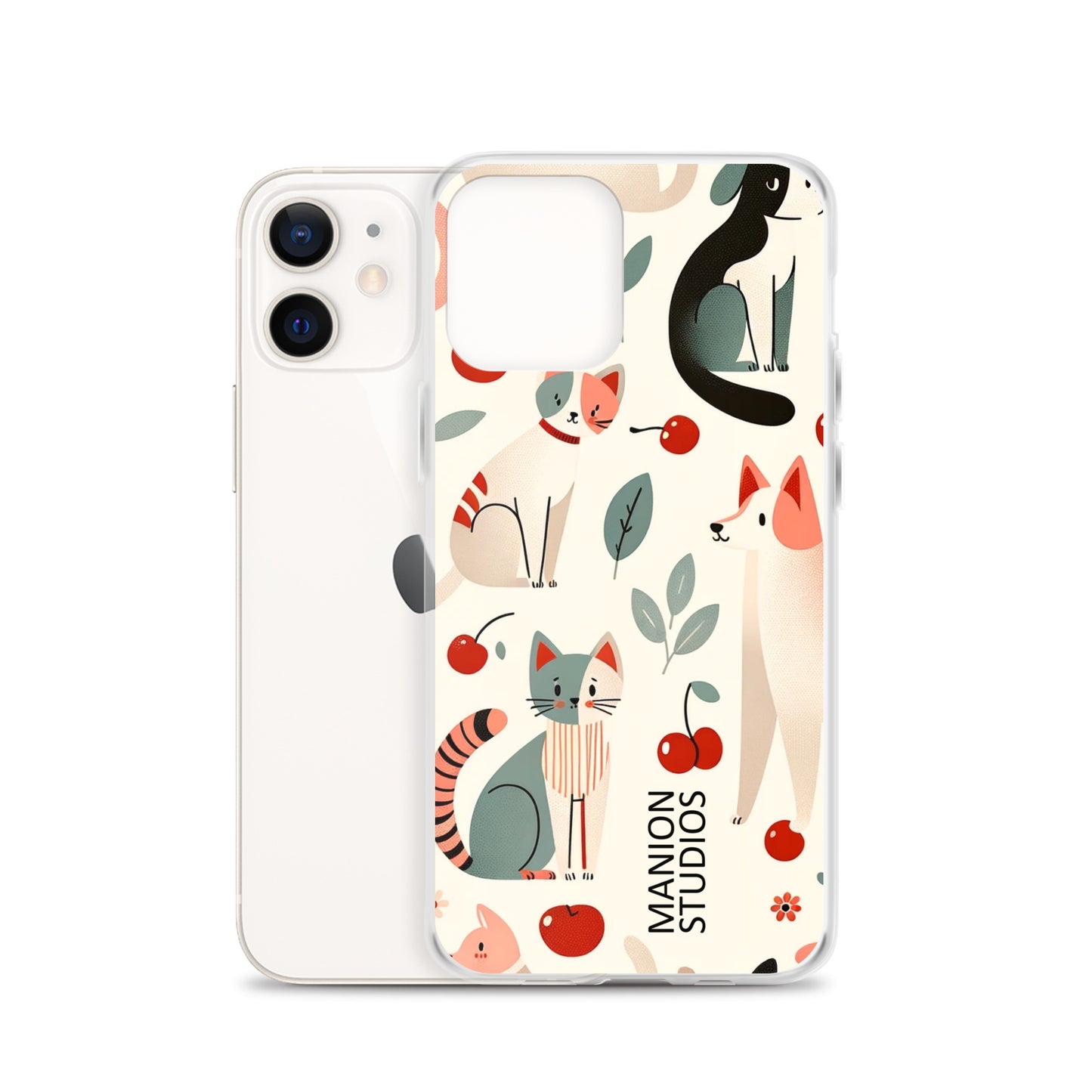 "Cherries, Cats & Dogs" Manion Studios - ManionStudiosClear Case for iPhone®