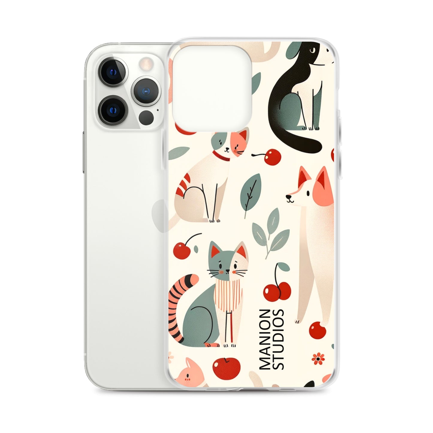 "Cherries, Cats & Dogs" Manion Studios - ManionStudiosClear Case for iPhone®