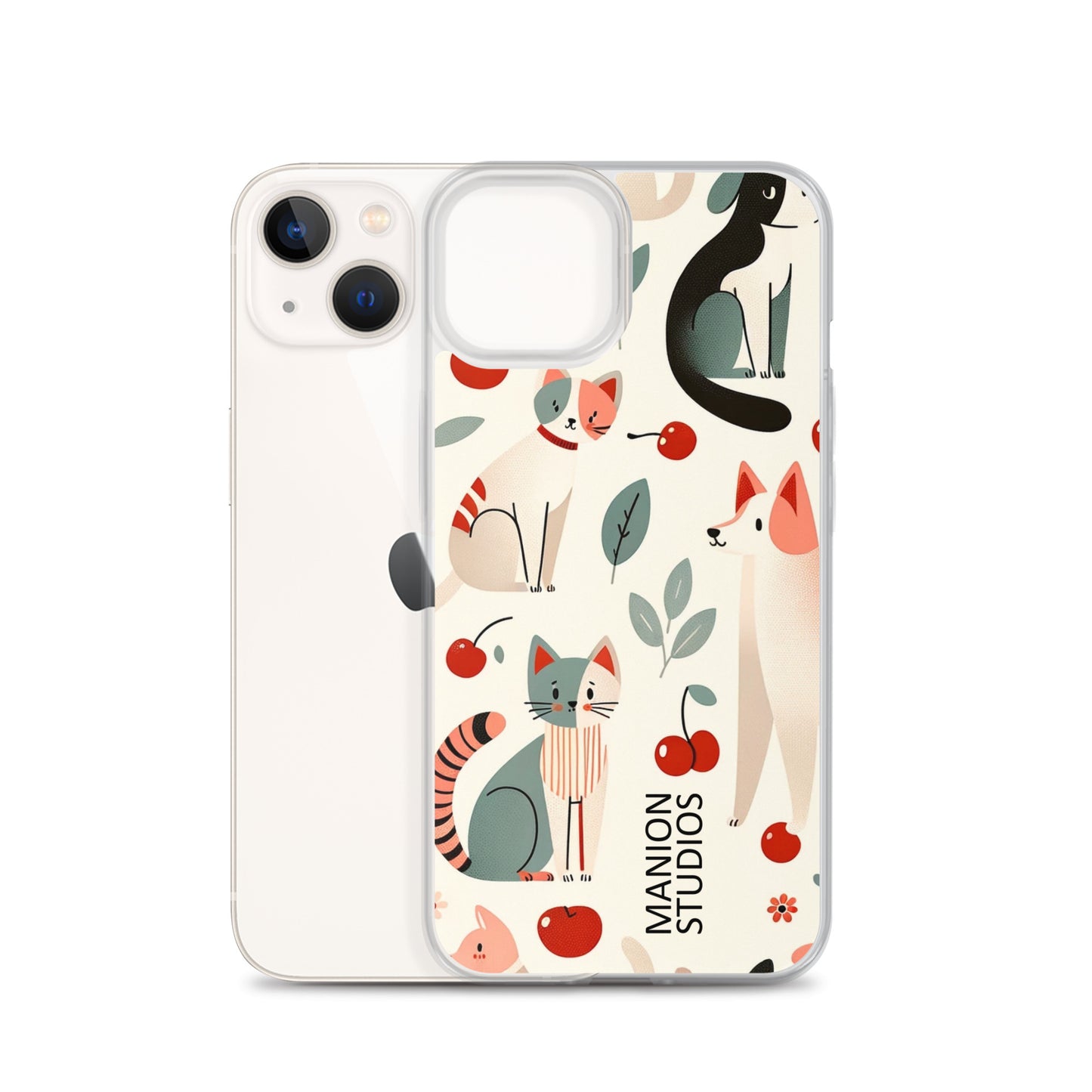 "Cherries, Cats & Dogs" Manion Studios - ManionStudiosClear Case for iPhone®