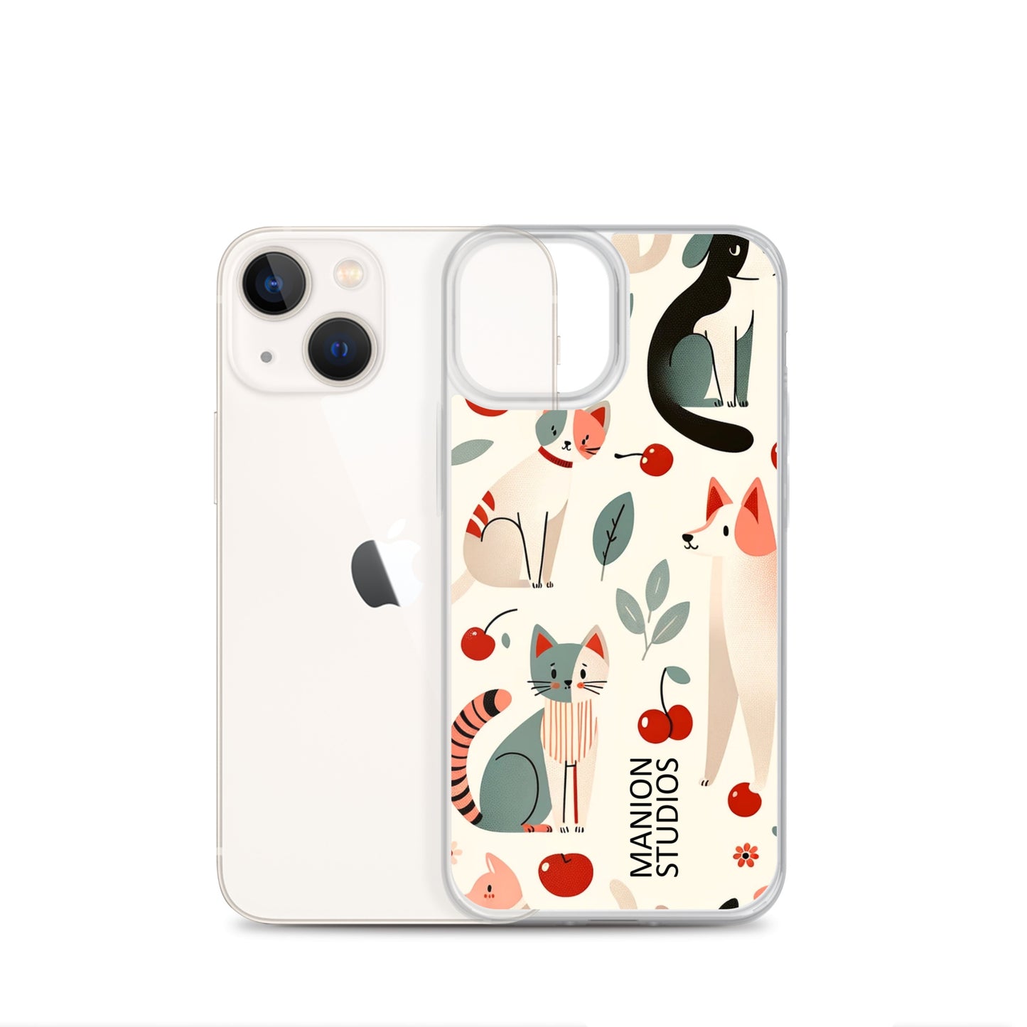 "Cherries, Cats & Dogs" Manion Studios - ManionStudiosClear Case for iPhone®