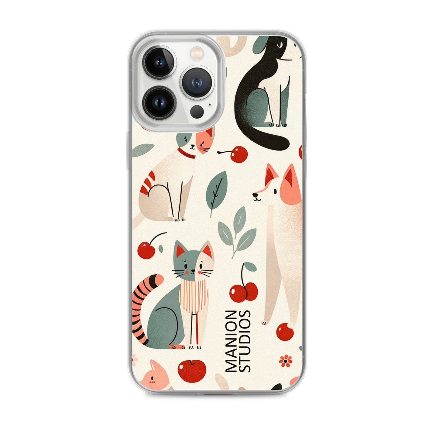 "Cherries, Cats & Dogs" Manion Studios - ManionStudiosClear Case for iPhone®