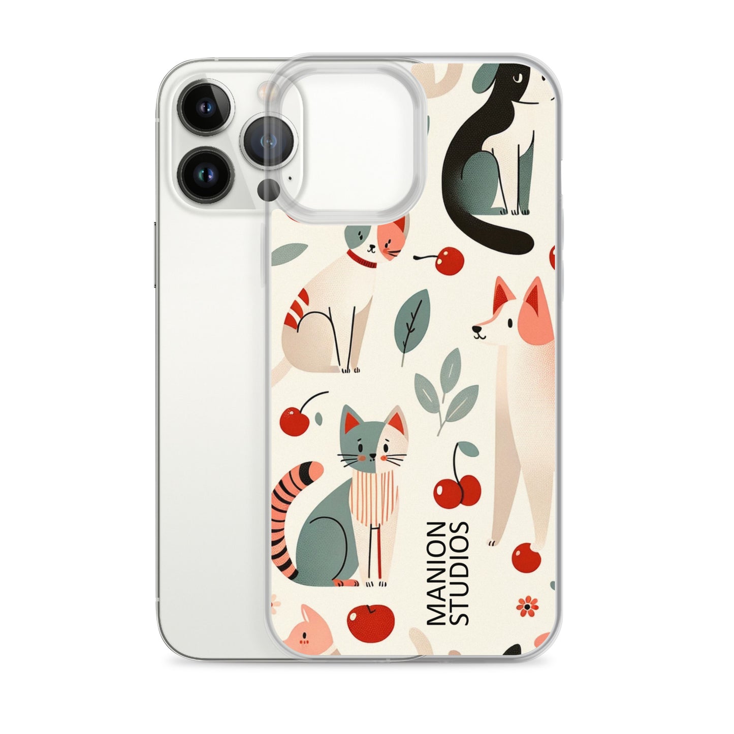 "Cherries, Cats & Dogs" Manion Studios - ManionStudiosClear Case for iPhone®