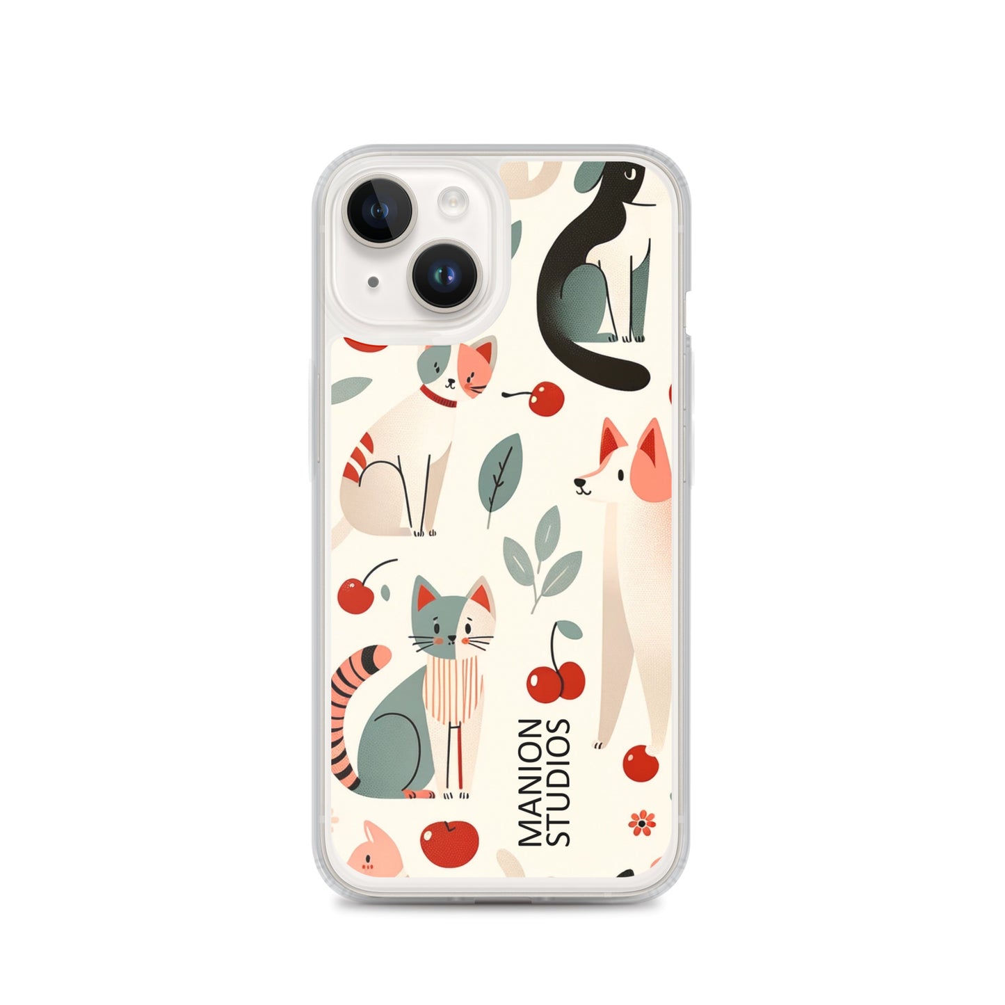 "Cherries, Cats & Dogs" Manion Studios - ManionStudiosClear Case for iPhone®