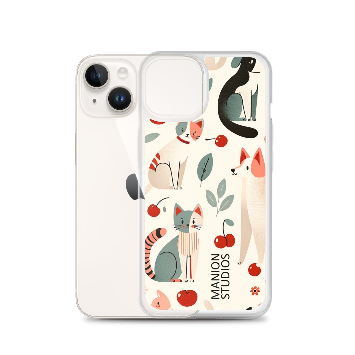 "Cherries, Cats & Dogs" Manion Studios - ManionStudiosClear Case for iPhone®