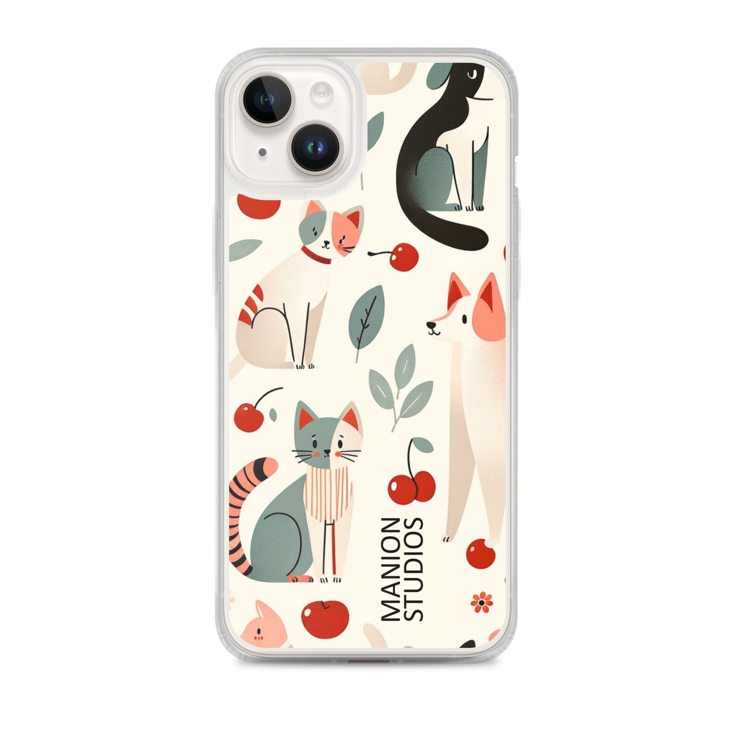 "Cherries, Cats & Dogs" Manion Studios - ManionStudiosClear Case for iPhone®