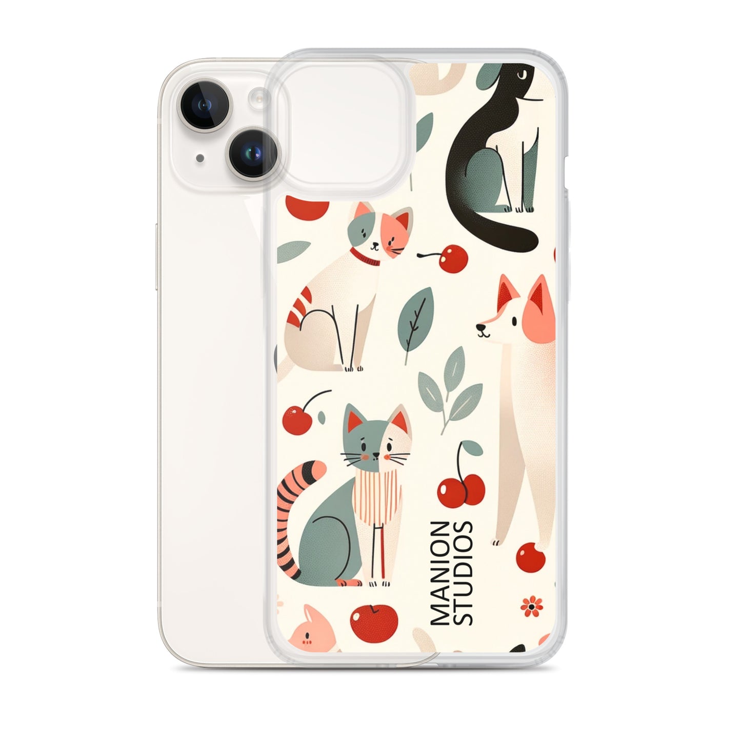 "Cherries, Cats & Dogs" Manion Studios - ManionStudiosClear Case for iPhone®