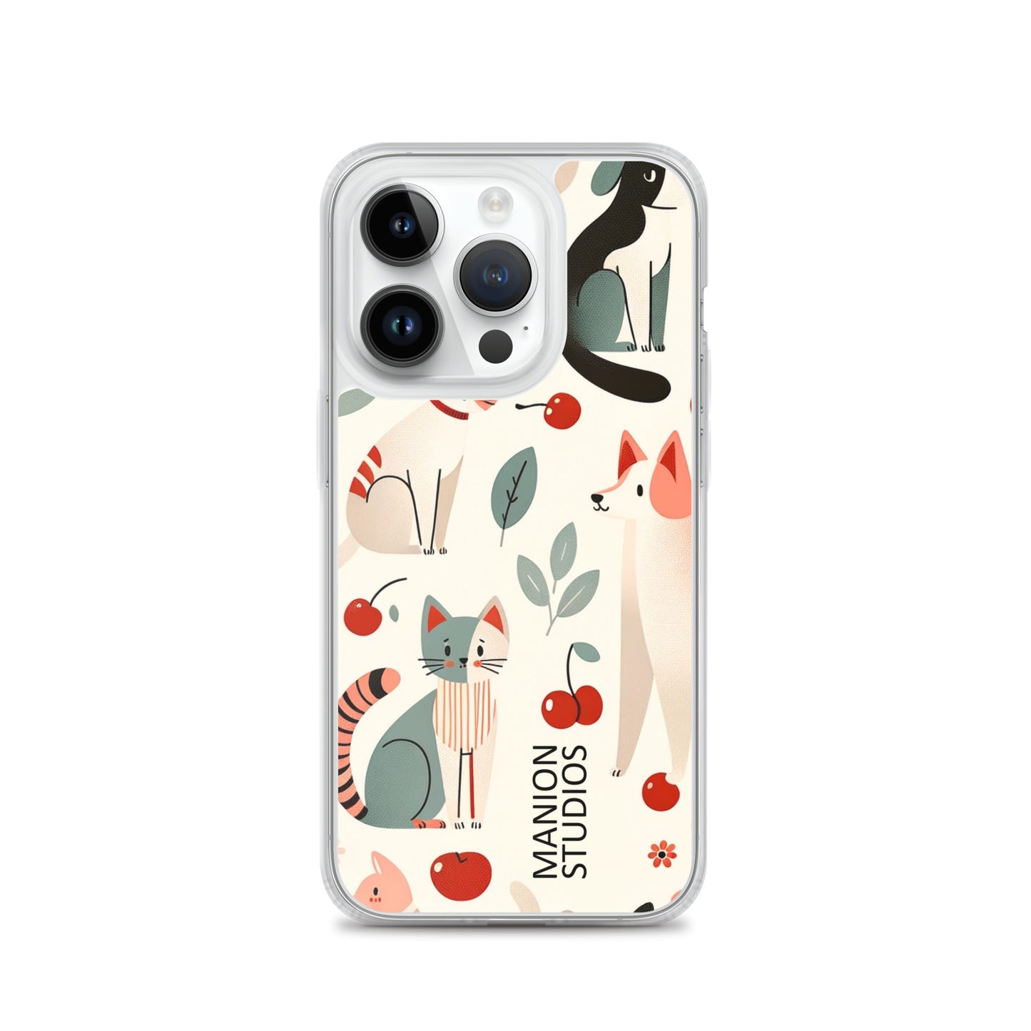 "Cherries, Cats & Dogs" Manion Studios - ManionStudiosClear Case for iPhone®