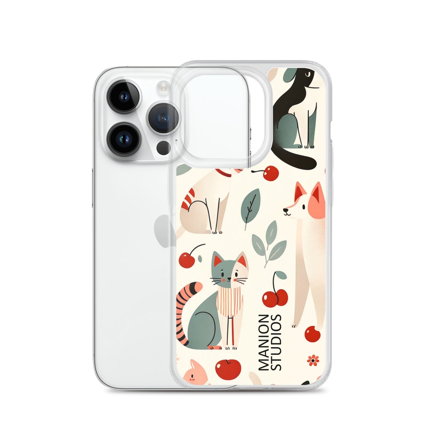 "Cherries, Cats & Dogs" Manion Studios - ManionStudiosClear Case for iPhone®