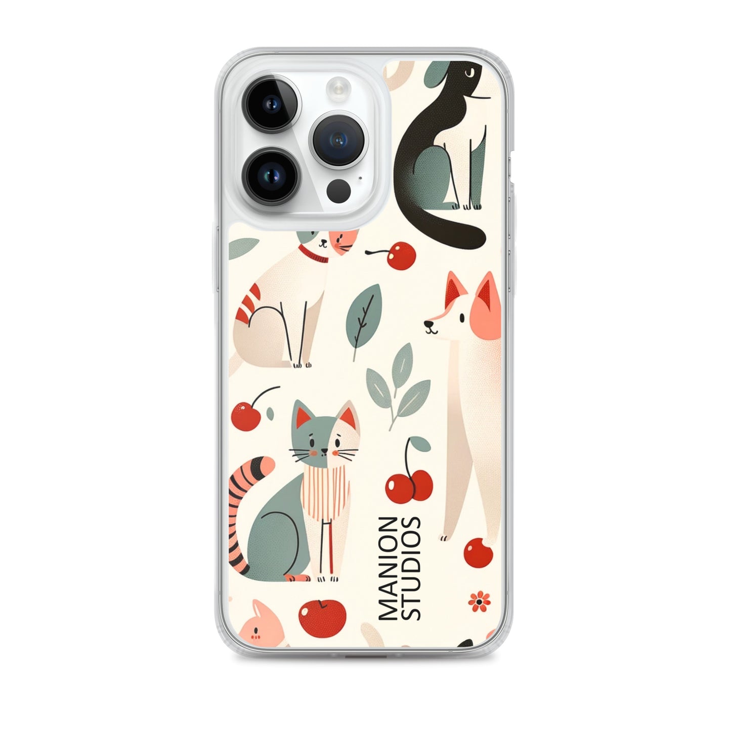 "Cherries, Cats & Dogs" Manion Studios - ManionStudiosClear Case for iPhone®