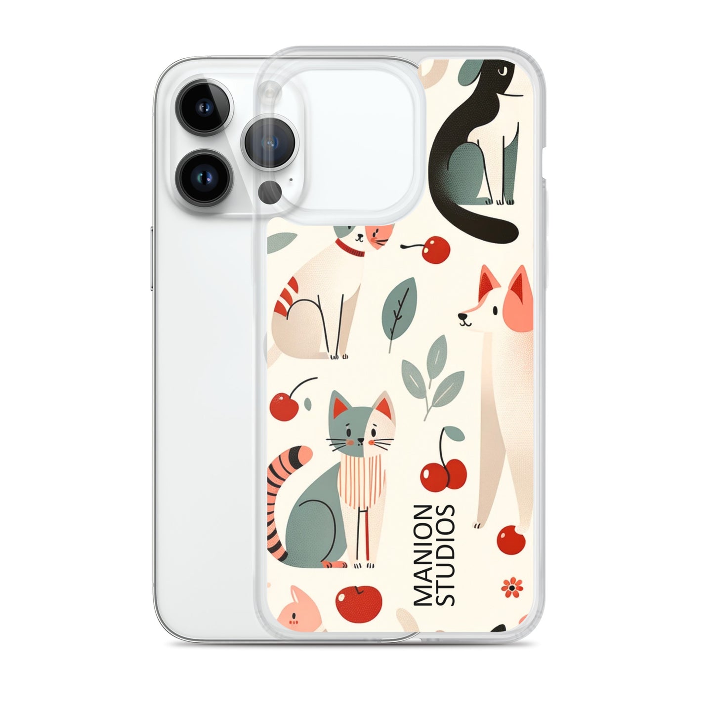 "Cherries, Cats & Dogs" Manion Studios - ManionStudiosClear Case for iPhone®