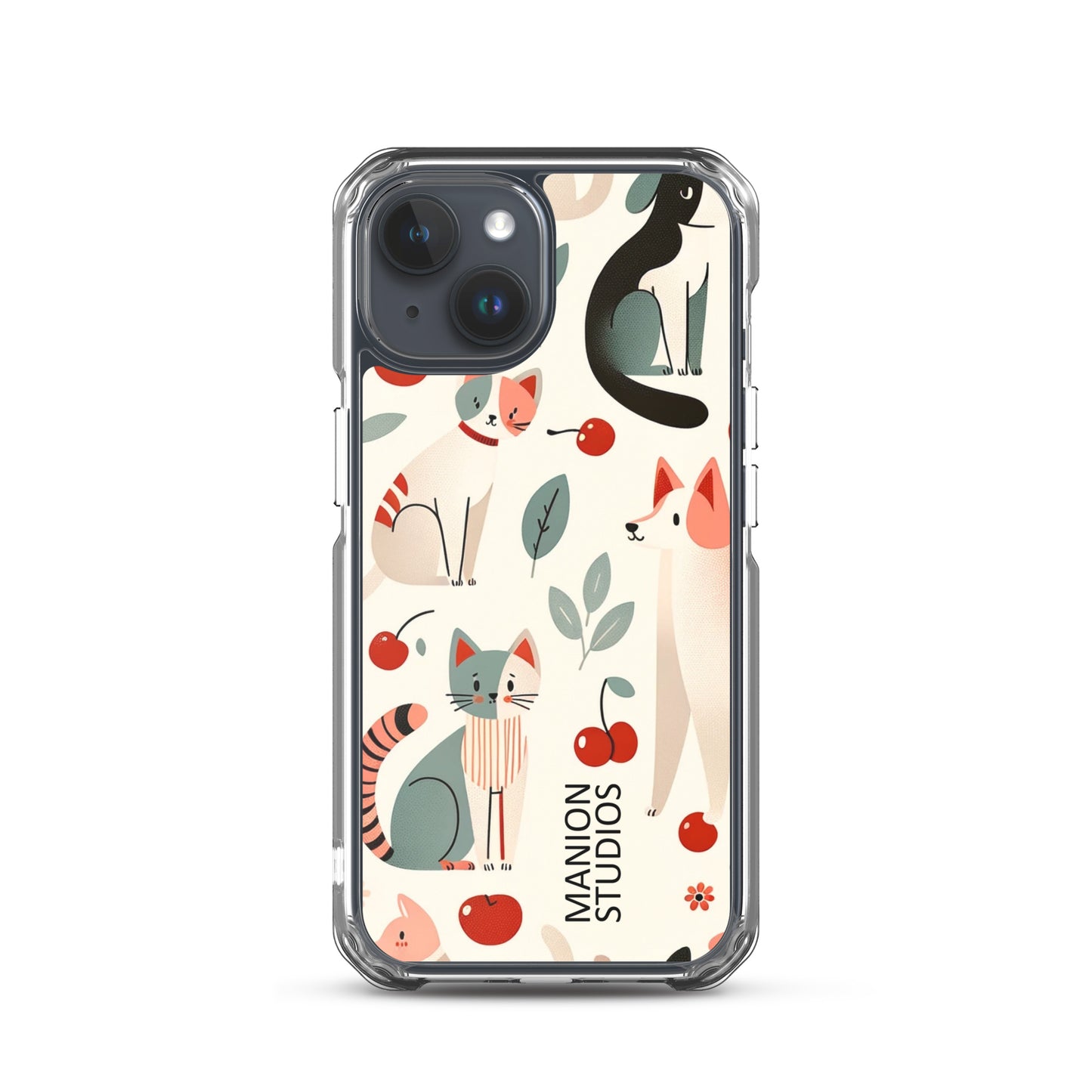 "Cherries, Cats & Dogs" Manion Studios - ManionStudiosClear Case for iPhone®