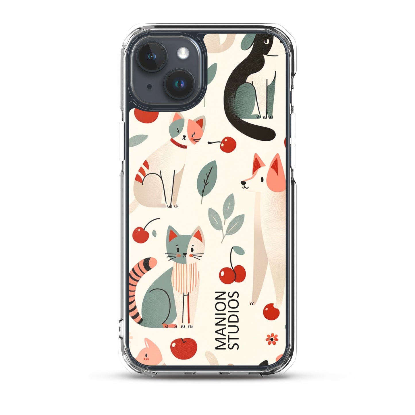 "Cherries, Cats & Dogs" Manion Studios - ManionStudiosClear Case for iPhone®