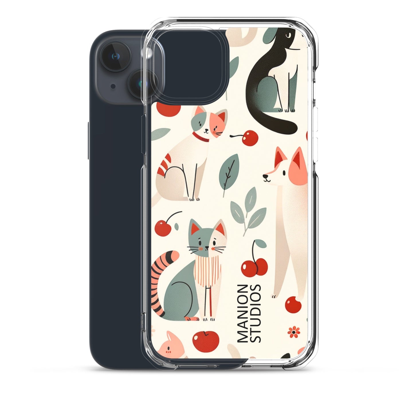 "Cherries, Cats & Dogs" Manion Studios - ManionStudiosClear Case for iPhone®