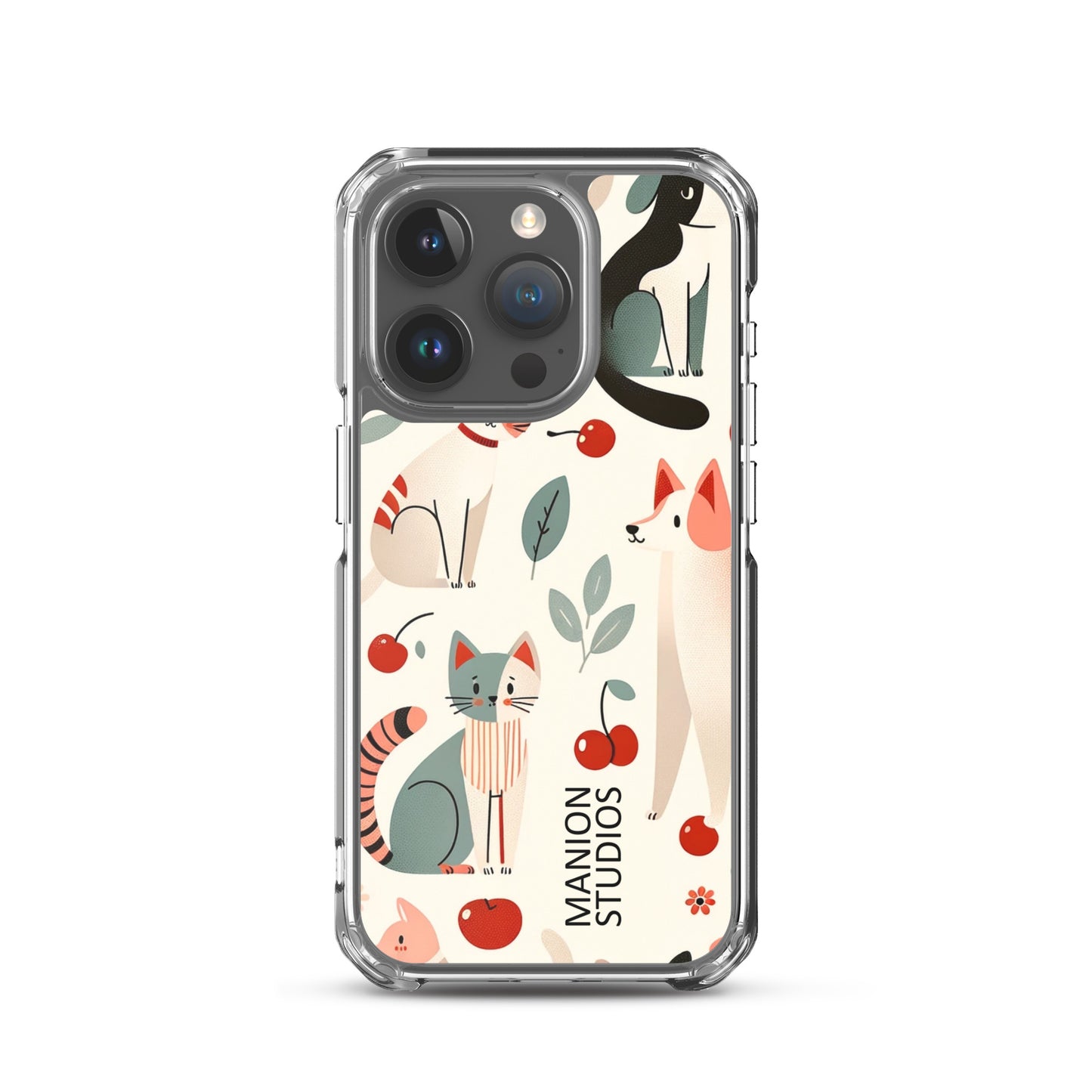 "Cherries, Cats & Dogs" Manion Studios - ManionStudiosClear Case for iPhone®