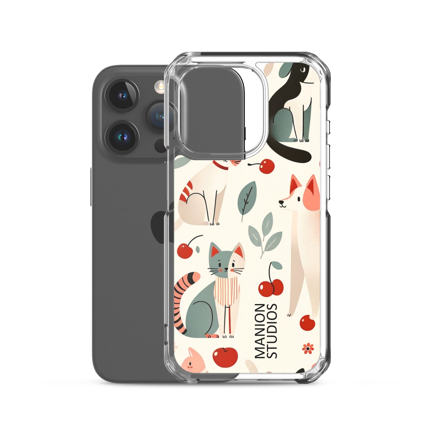 "Cherries, Cats & Dogs" Manion Studios - ManionStudiosClear Case for iPhone®