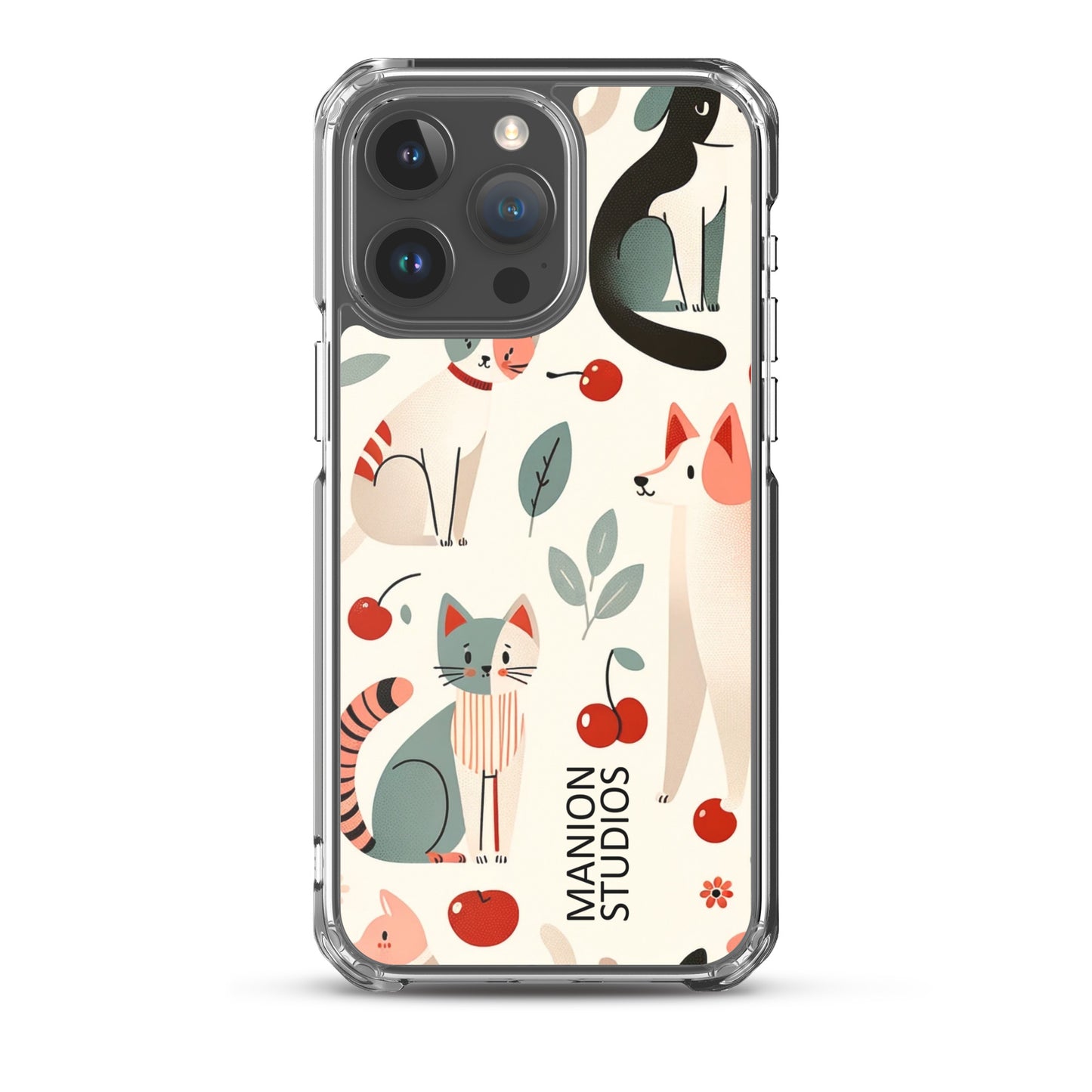 "Cherries, Cats & Dogs" Manion Studios - ManionStudiosClear Case for iPhone®