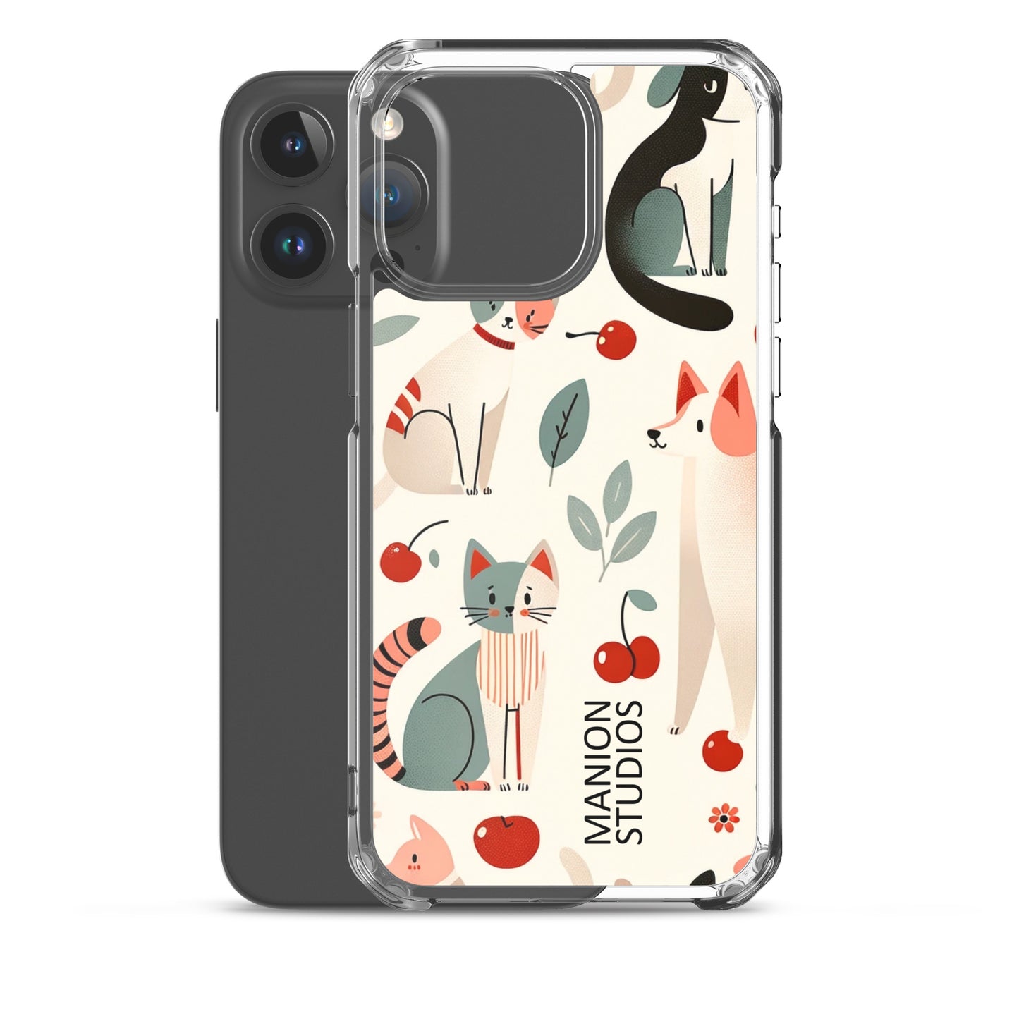 "Cherries, Cats & Dogs" Manion Studios - ManionStudiosClear Case for iPhone®