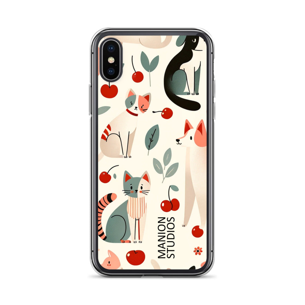 "Cherries, Cats & Dogs" Manion Studios - ManionStudiosClear Case for iPhone®