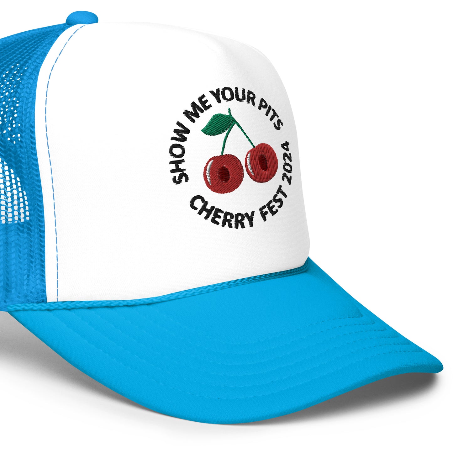 "Show me your pits, Cherry Fest" Manion Studios - Foam trucker hat