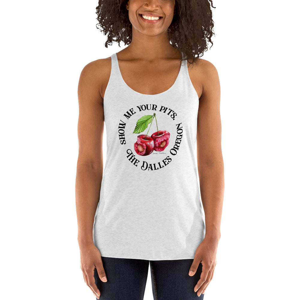 "Show me your pits, The Dalles" Manion Studios - Women's Racerback Tank