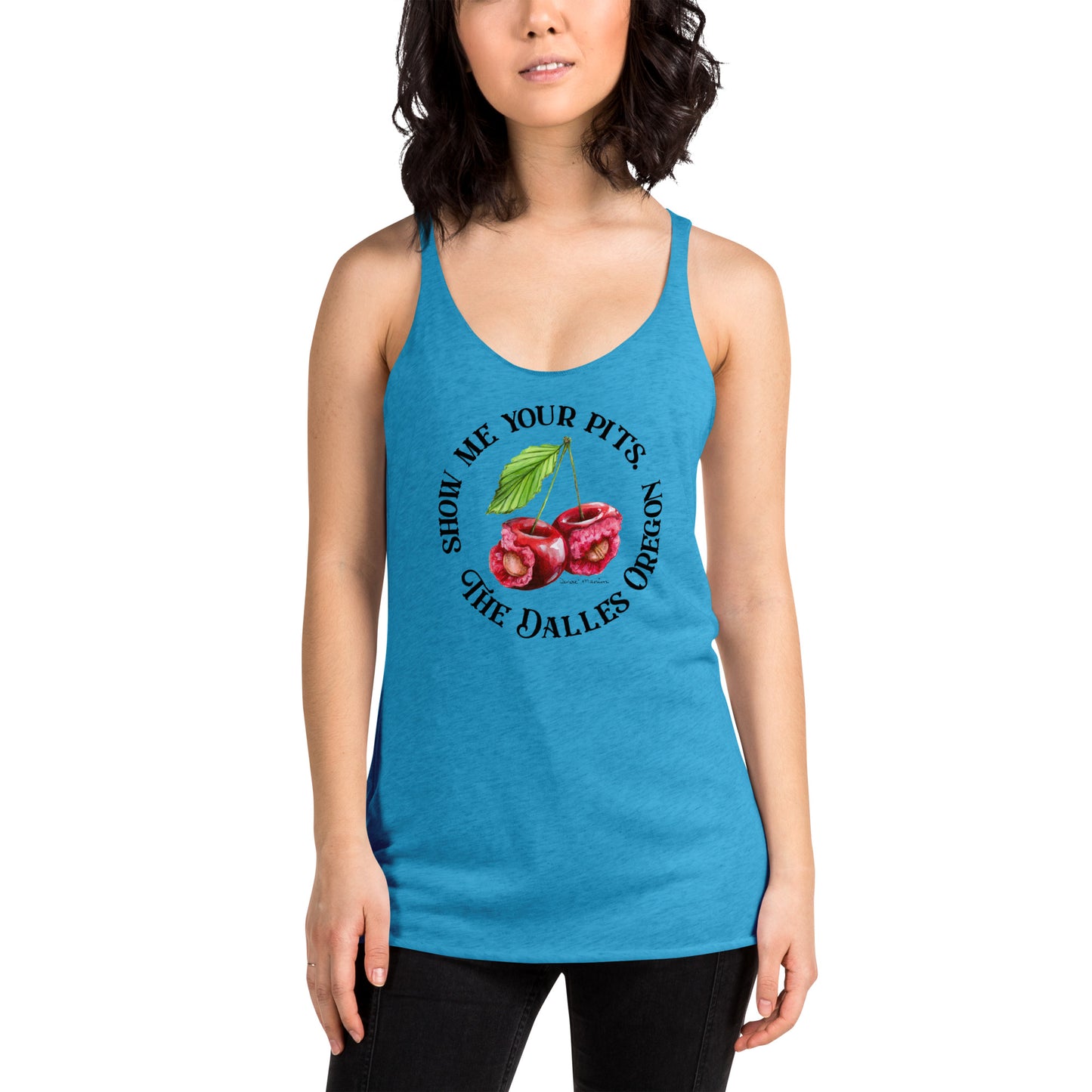 "Show me your pits, The Dalles" Manion Studios - Women's Racerback Tank